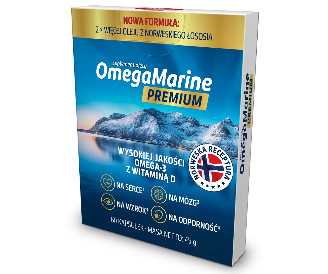 Natural Pharmaceuticals OmegaMarine™ Premium Opakowanie suplementu diety OmegaMarine™ Premium.